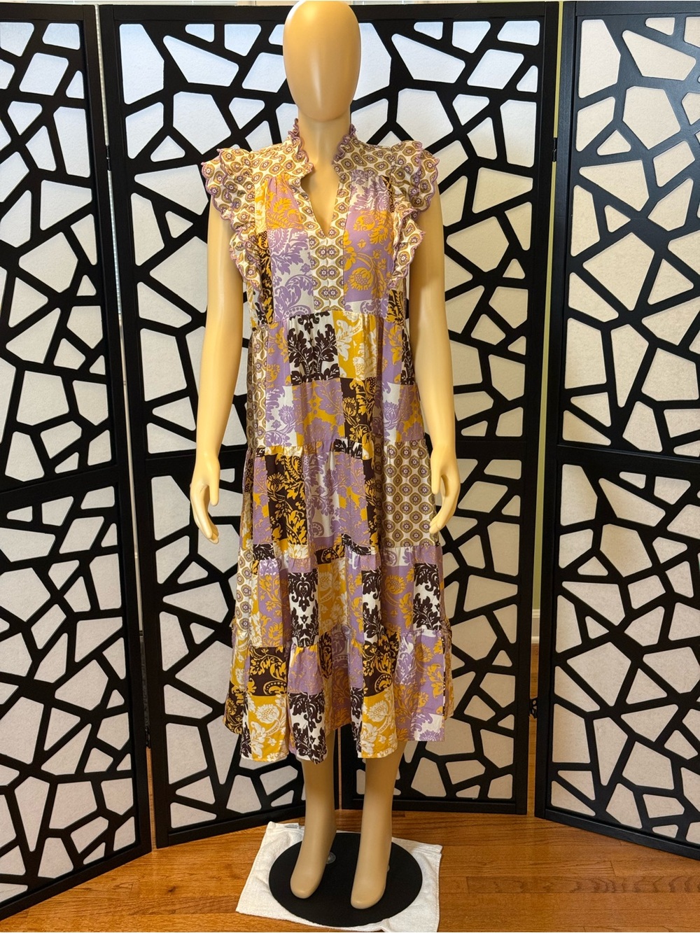 Umgee Patchwork Ruffle maxi dress NWT Small & Medium available
